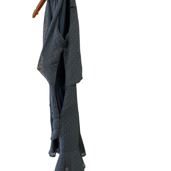 Two Sisters The Label Pip Mini Dress US 6 Ruched Ruffle Blue Polka Dot Cocktail - Picture 13 of 16